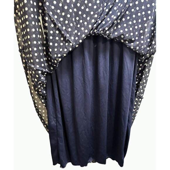 Kate & Lily Blue White Polka Dot V-Neck Midi Dress Elbow-Length Sleeves Size 16 - Picture 13 of 15